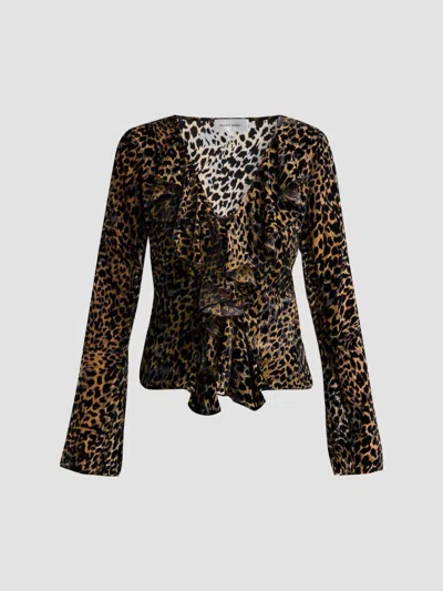 Ronny Kobo Women's Marian Leopard-print Ruffled Top In Animal Print