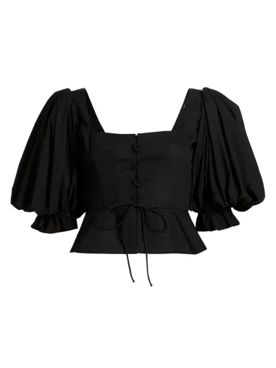 Ronny Kobo Women's Midler Puff-sleeve Top In Black