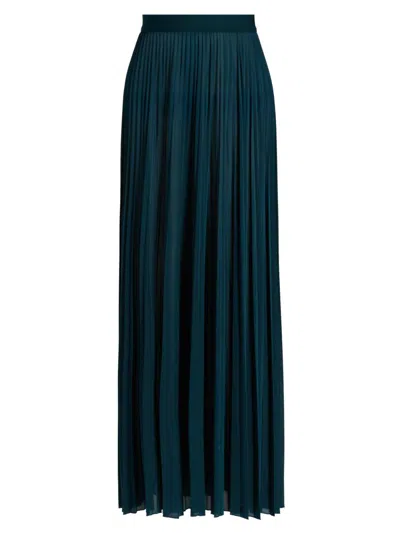 Ronny Kobo Mist Pleated Stretch-crepe Maxi Skirt In Green