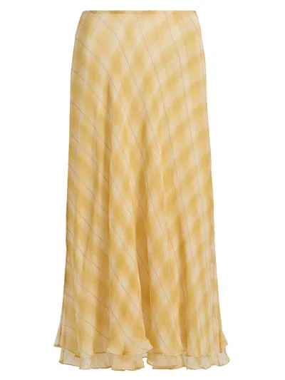 Ronny Kobo Women's Morrigan Shadow Plaid A-line Maxi Skirt In Yellow