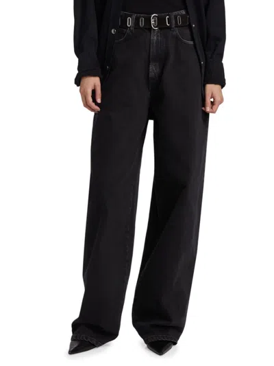 Ronny Kobo Women's Naomi Washed Wide-leg Jeans In Black