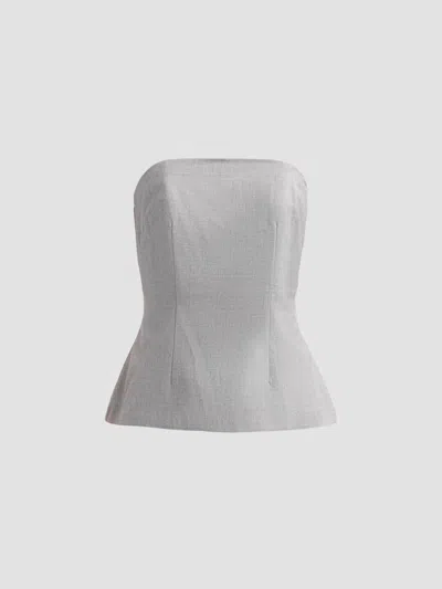 Ronny Kobo Women's Nessa Strapless Peplum Top In Light Grey