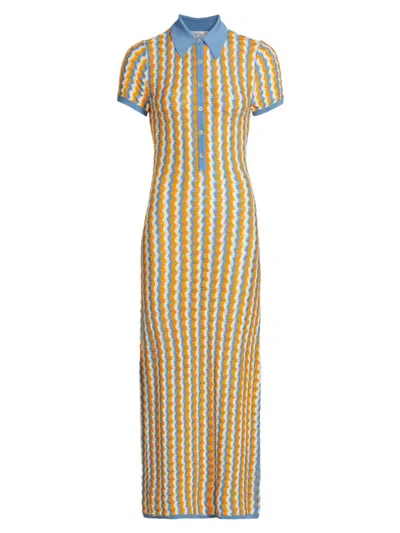 Ronny Kobo Women's Quinlan Striped Knit Maxi Dress In Cornflower Multi