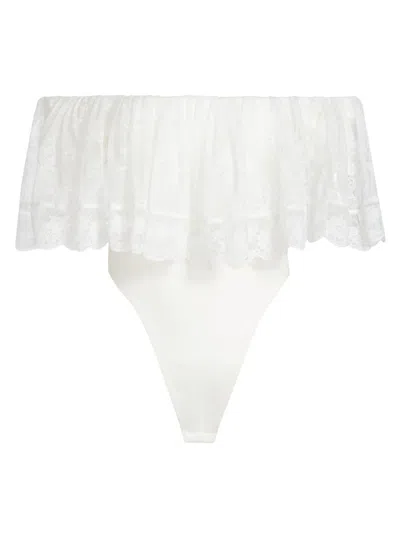 Ronny Kobo Women's Rosette Ruffled Off-the-shoulder Bodysuit In White