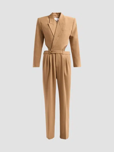 Ronny Kobo Women's Scyla Cut-out Blazer Jumpsuit In Camel