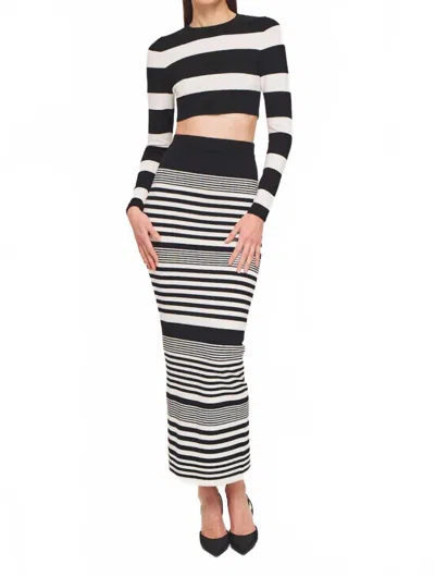 Ronny Kobo Women's Tamika Knit Skirt In Black White Stripe