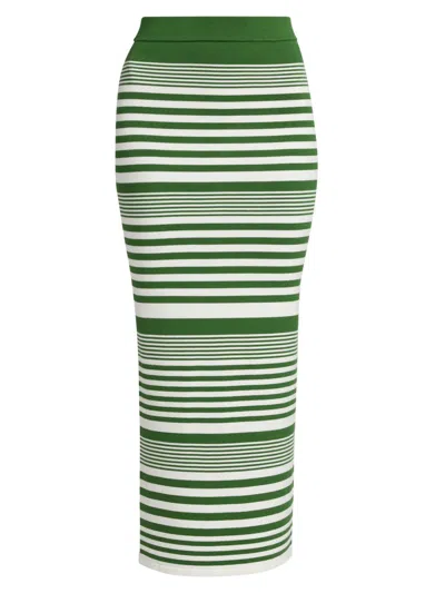 Ronny Kobo Women's Tamika Striped Knit Column Maxi Skirt In Green