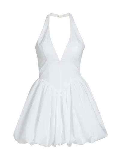 Ronny Kobo Tuberose Cotton-poplin Mini Dress In White