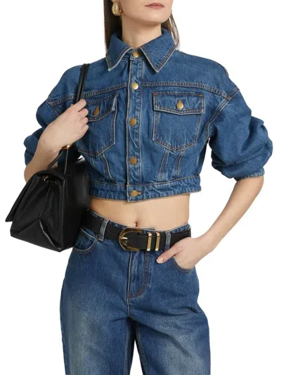 Ronny Kobo Women's Yukon Denim Crop Jacket In Blue