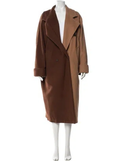 Pre-owned Ronny Kobo Wool Colorblock Pattern Coat In Brown
