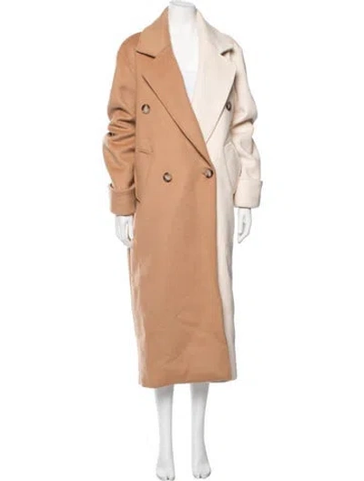 Pre-owned Ronny Kobo Wool Colorblock Pattern Coat In Brown