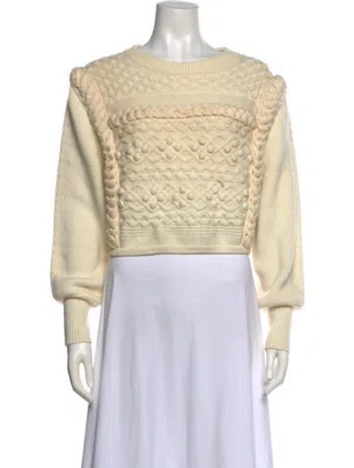 Pre-owned Ronny Kobo Wool Crew Neck Sweater In Neutral