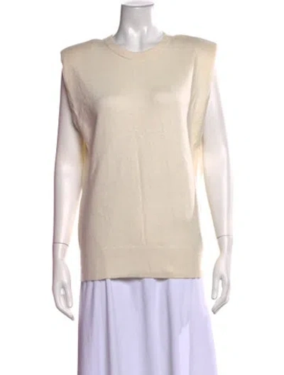 Pre-owned Ronny Kobo Wool Crew Neck Top In Neutrals