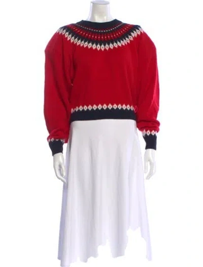 Pre-owned Ronny Kobo Wool Graphic Print Sweater In Red