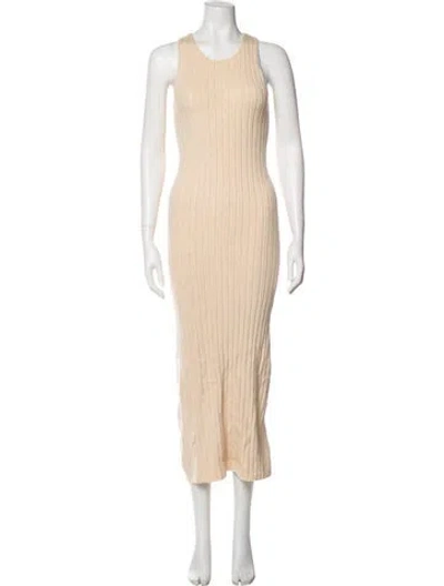 Pre-owned Ronny Kobo Wool Long Dress In Neutral