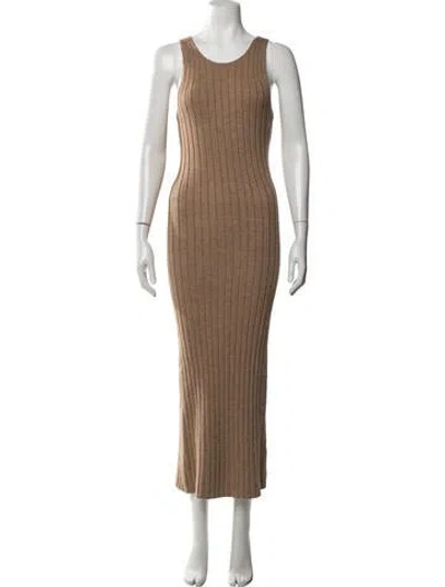Pre-owned Ronny Kobo Wool Long Dress In Neutrals