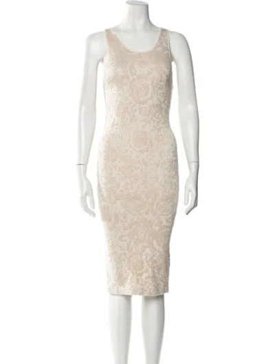 Pre-owned Ronny Kobo Wool Midi Length Dress In Neutral