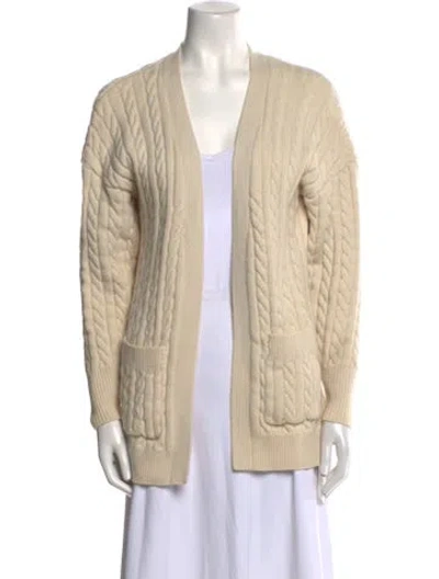 Pre-owned Ronny Kobo Wool Open Front Sweater In Neutral