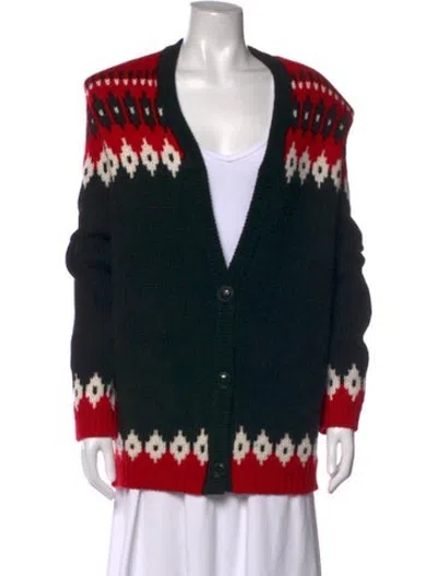 Pre-owned Ronny Kobo Wool Patterned Sweater In Black