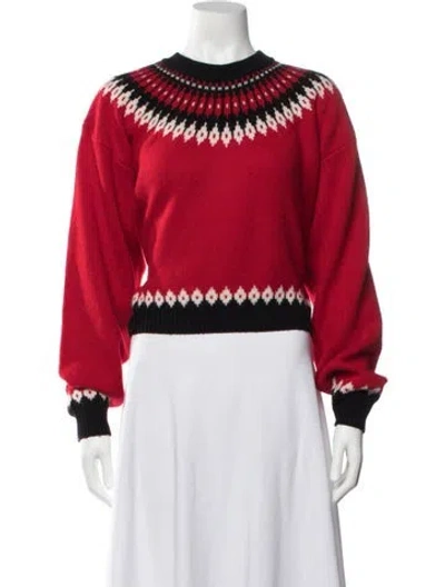 Pre-owned Ronny Kobo Wool Patterned Sweater In Red