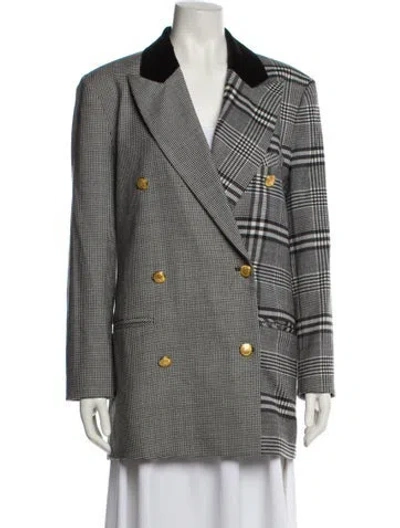 Pre-owned Ronny Kobo Wool Plaid Print Blazer In Multi