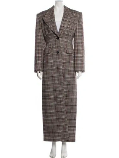 Pre-owned Ronny Kobo Wool Plaid Print Coat W/ Tags In Multi