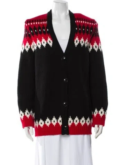 Pre-owned Ronny Kobo Wool Printed Sweater In Black