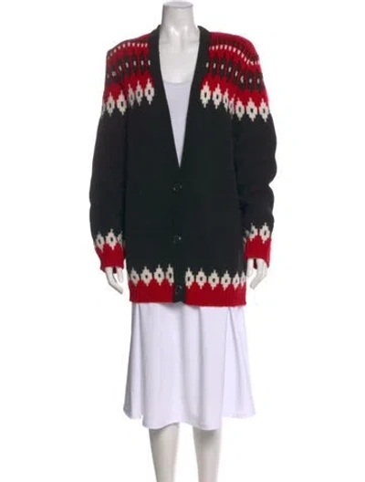 Pre-owned Ronny Kobo Wool Printed Sweater In Black