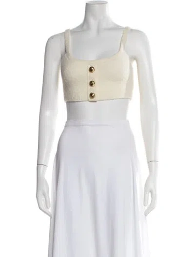 Pre-owned Ronny Kobo Wool Scoop Neck Crop Top In White