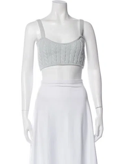 Pre-owned Ronny Kobo Wool Square Neckline Crop Top In Blue