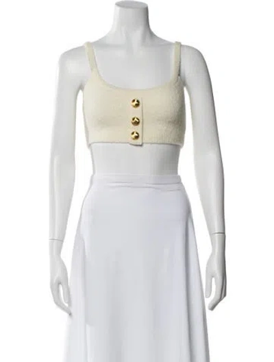 Pre-owned Ronny Kobo Wool Square Neckline Crop Top In Brown