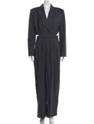 Pre-owned Ronny Kobo Wool Striped Jumpsuit In Grey