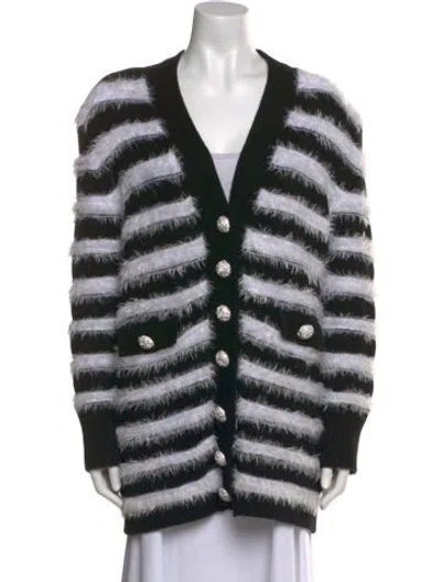 Pre-owned Ronny Kobo Wool Striped Sweater In Black