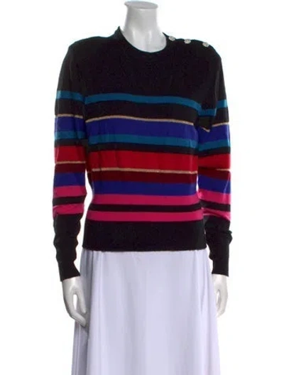 Pre-owned Ronny Kobo Wool Striped Sweater In Black