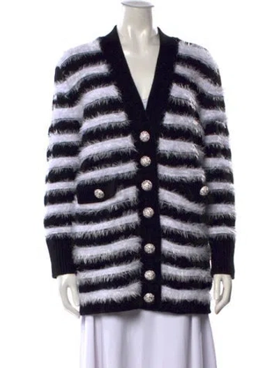 Pre-owned Ronny Kobo Wool Striped Sweater In Black