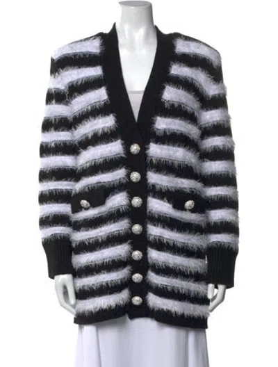 Pre-owned Ronny Kobo Wool Striped Sweater In Black/white