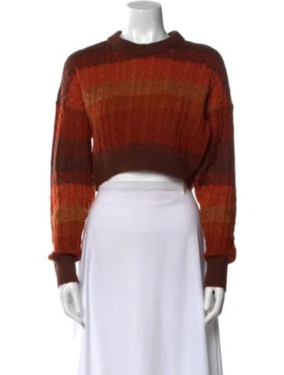 Pre-owned Ronny Kobo Wool Striped Sweater In Orange