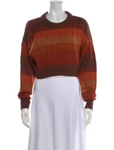 Pre-owned Ronny Kobo Wool Striped Sweater In Orange