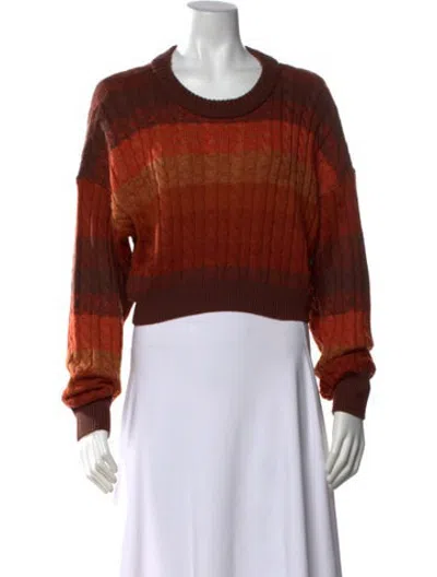 Pre-owned Ronny Kobo Wool Striped Sweater In Orange