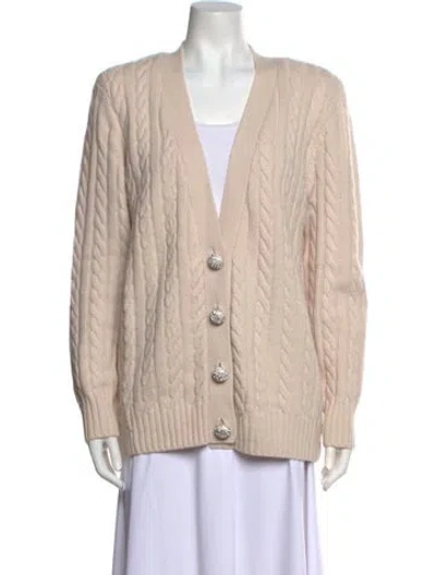 Pre-owned Ronny Kobo Wool V-neck Sweater In Neutral