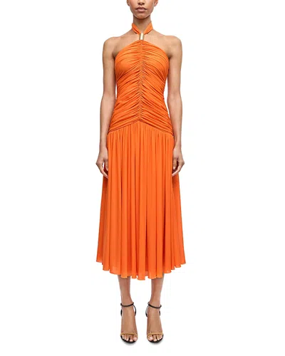 Ronny Kobo Wrenley Halter Dress In Orange