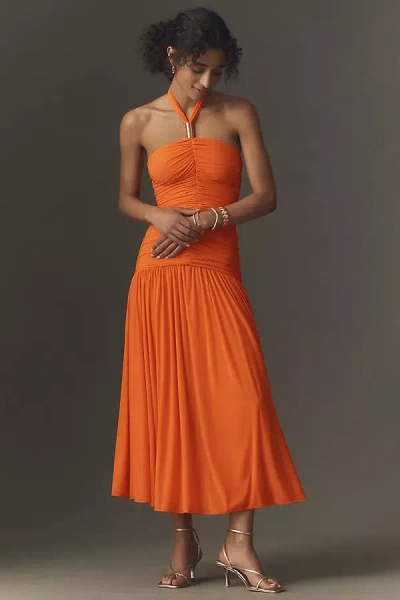 Ronny Kobo Wrenley Midi Dress In Orange