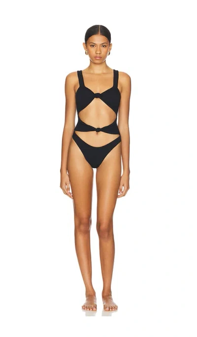 Ronny Kobo X Reina Olga Corset Knot One Piece In Black