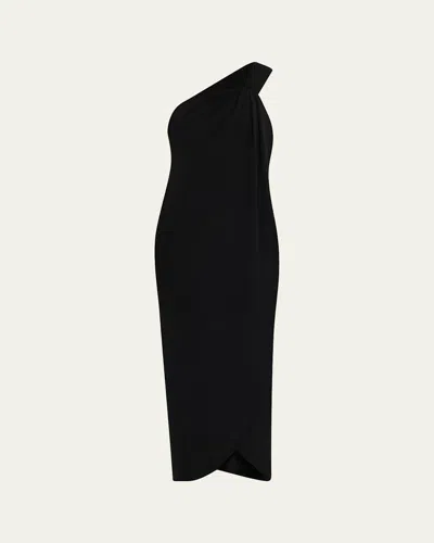 Ronny Kobo Xaden Draped One-shoulder Crepe Maxi Dress In Nude