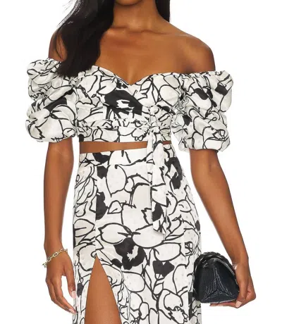 Ronny Kobo Zano Top In Floral Noir Print In Multi
