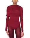 Ronny Kobo Zarina Bodysuit In Burgundy