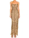 Ronny Kobo Zebra Scarlette Maxi Dress In Lark & Bison Multi In Brown