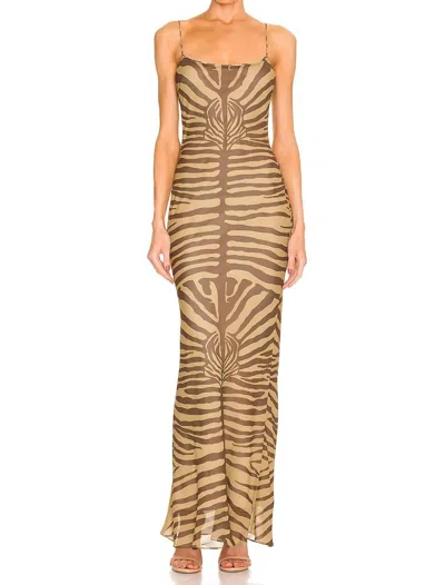 Ronny Kobo Zebra Scarlette Maxi Dress In Lark & Bison Multi In Brown