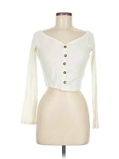 Pre-owned Roolee Long Sleeve Top Ivory Sweetheart Neckline Tops In White