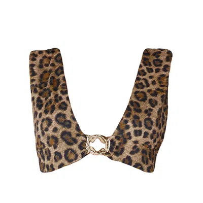 Room 24 Women's Black / Brown Brina Top Leopard In Black/brown